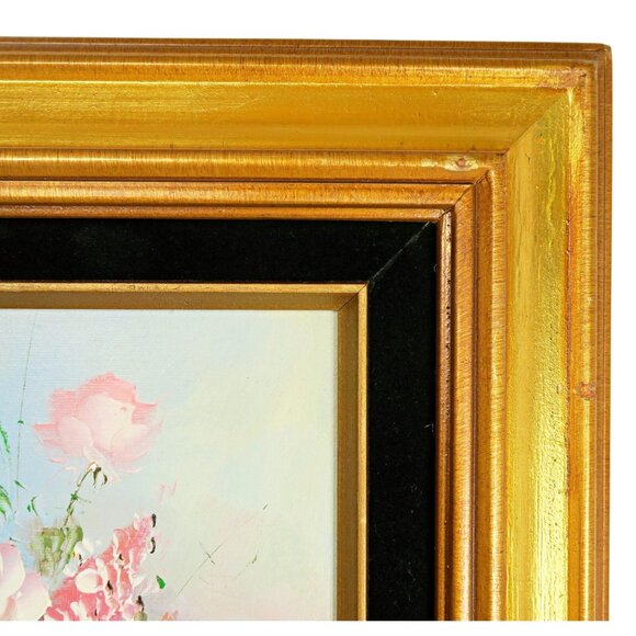 Robert Cox Signed 14x15" Oil Painting Pink Rose & Snapdragons Still Life - Picture 5 of 10